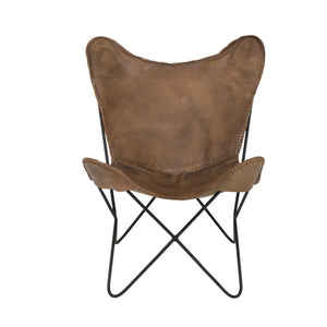 Vlinderstoel bruin leer van Melanie Interior Design