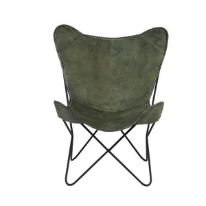 Vlinderstoel groen leer van Melanie Interior Design