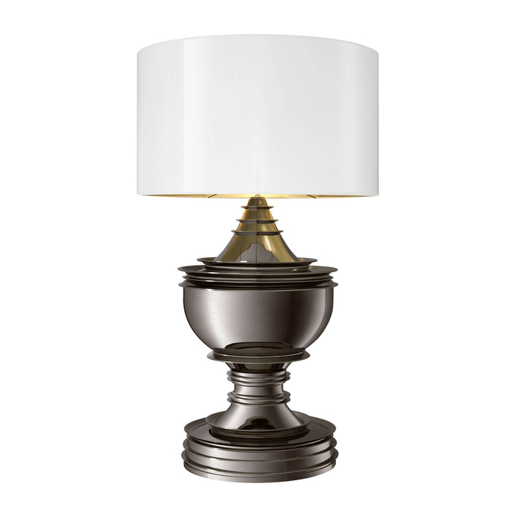 Table Lamp Silom Black Nickel Finish White Shade by Melanie Interior Design