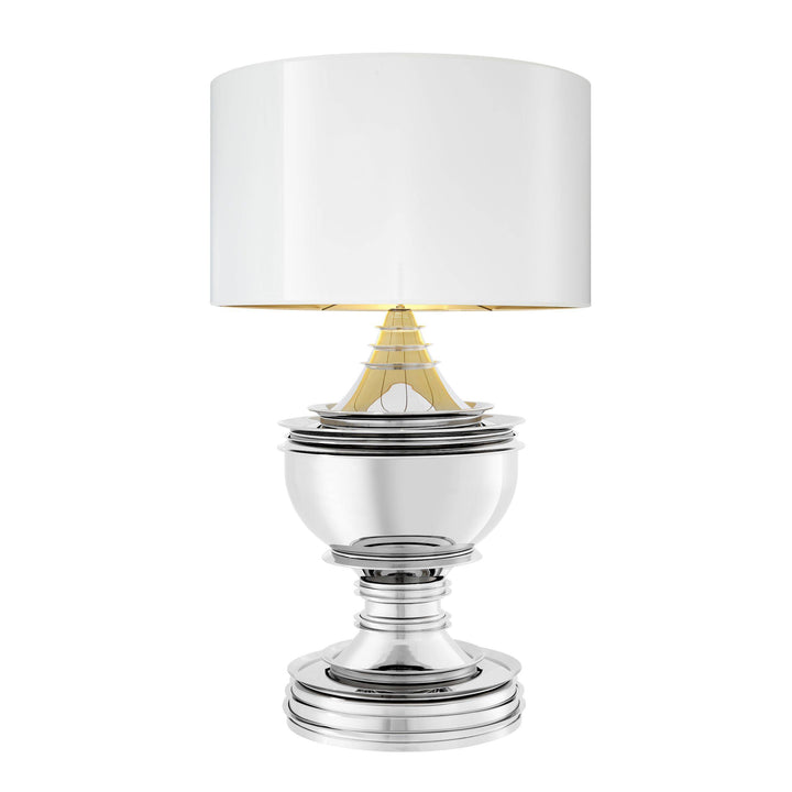 Table Lamp Silom Nickel Finish High Gloss White Shade by Melanie Interior Design