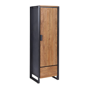 Cupboard Alpine Right Turning by Melanie Interior Design is made from teak wood and has a black metal frame.