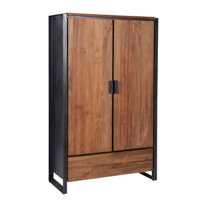 Cupboard Alpine by Melanie Interior Design is made from teak wood and has a black metal frame.