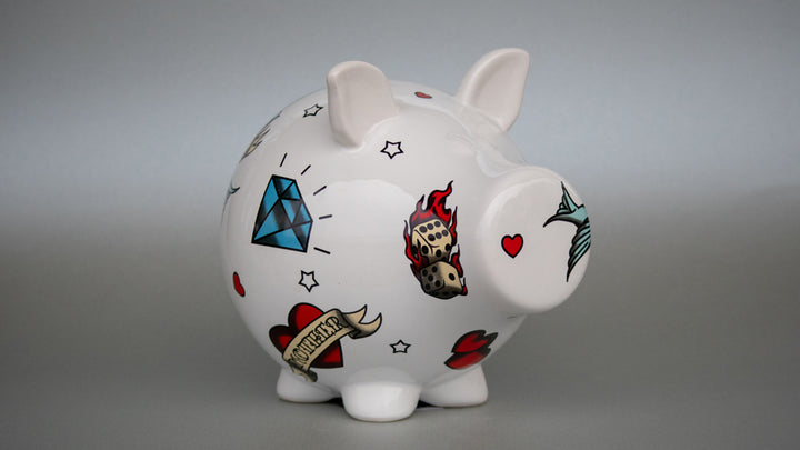 Piggy Bank with Tattoos by Melanie Interior Design