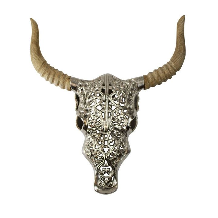 Engraved Bull Skull 40 cm by Melanie Interior Design