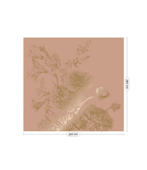 Gold metallic wall mural Engraved Flowers, Nude 400x280