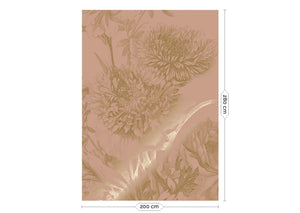 Gold metallic wall mural Engraved Flowers, Nude 200x280